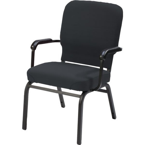 Kfi Oversized Stack Chair With Arms, Holds 500 Lb, Black Vinyl