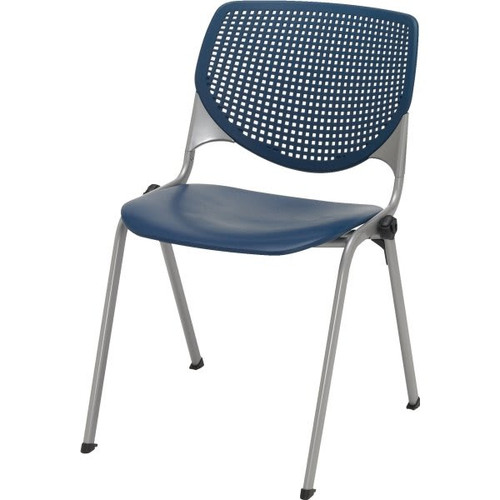 Kfi Stack Chair, Perforated Back, 400 Weight Capacity, Navy Seat And Back