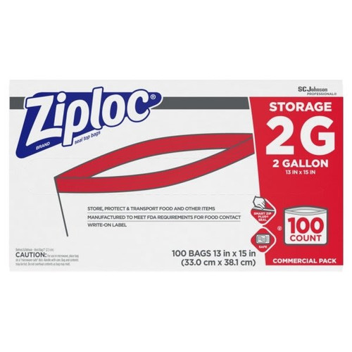 Ziploc Storage Bag 2 Gallon, Case Of 100
