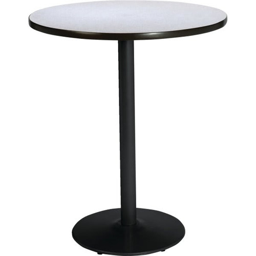 KFI 30" Round Pedestal Table W/Grey Nebula Top, Round Black Base, Bistro Height