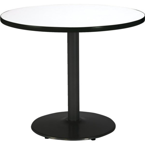KFI 36" Round Pedestal Table W/Crisp Linen Top, Round Black Base
