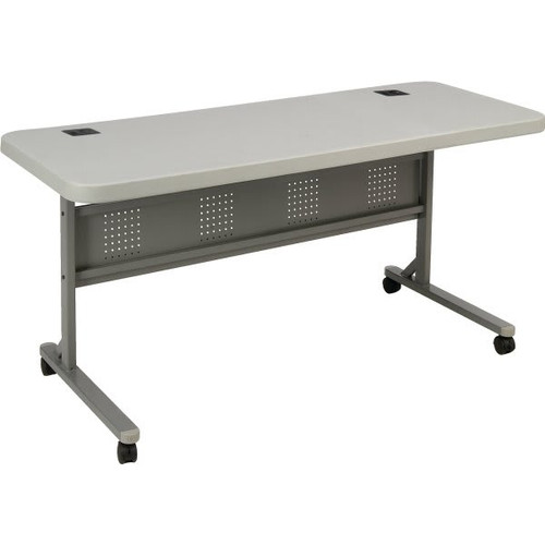 National Public Seating Flip Top Table 29-.5h X 60w X 24"D, Speckled Gray