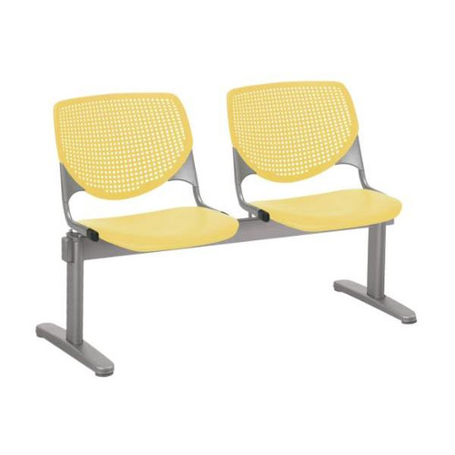 Kfi Seating Kool 2-Seat Reception Bench, Yellow Seats & Back