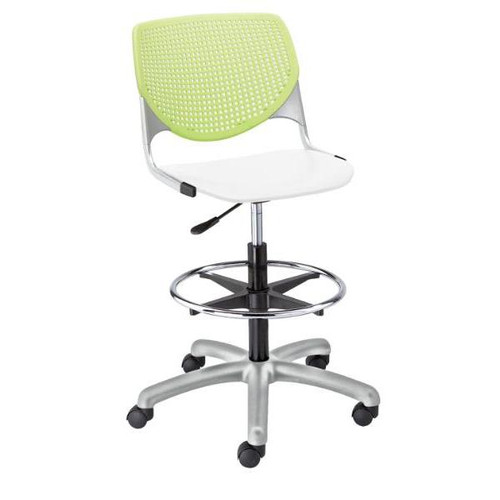 Kfi Seating Kool Drafting Stool, Lime Green Back, White Seat