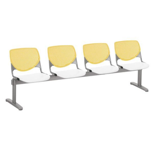 Kfi Seating Kool 4-Seat Reception Bench, Yellow Backs, White Seats