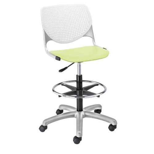 Kfi Seating Kool Drafting Stool, White Back, Lime Green Seat