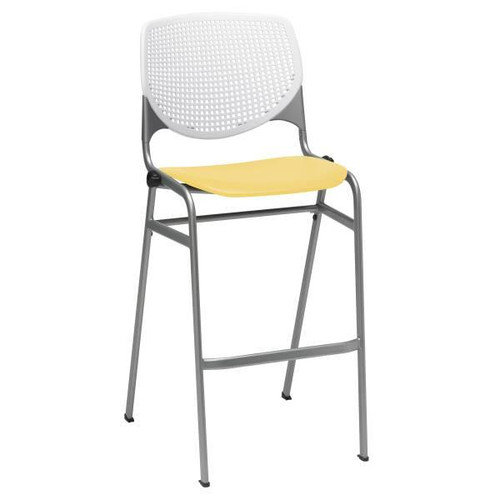 Kfi Seating Kool Stack Barstool, White Back, Yellow Seat