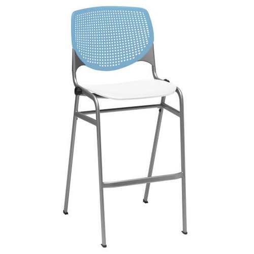 Kfi Seating Kool Stack Barstool, Sky Blue Back, White Seat