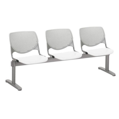 Kfi Seating Kool 3-Seat Reception Bench, Light Gray Backs, White Seats