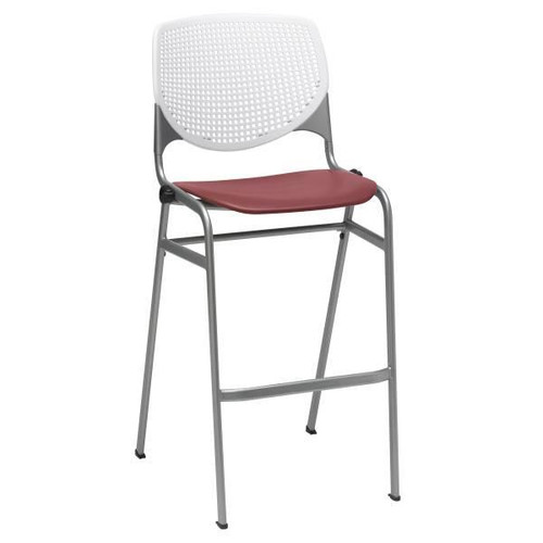 Kfi Seating Kool Stack Barstool, White Back, Burgundy Seat