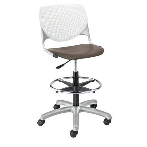 Kfi Seating Kool Drafting Stool, White Back, Brownstone Seat
