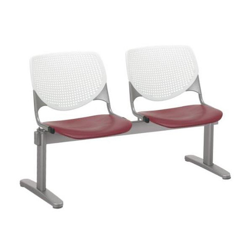 Kfi Seating Kool 2-Seat Reception Bench, White Backs, Burgundy Seats