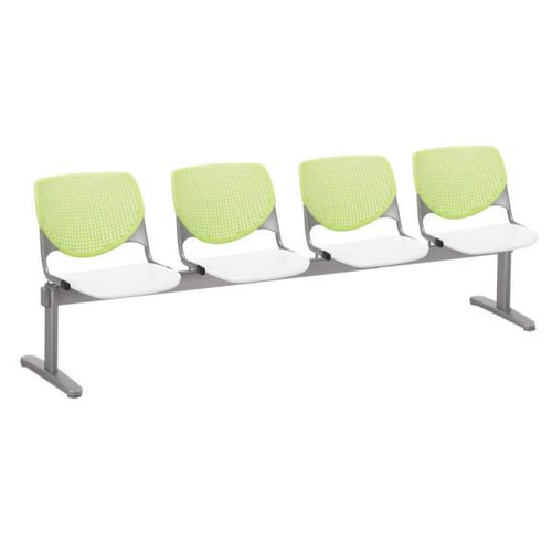 Kfi Seating Kool 4-Seat Reception Bench, Lime Green Backs, White Seats