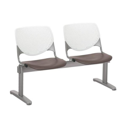 Kfi Seating Kool 2-Seat Reception Bench, White Backs, Brownstone Seats