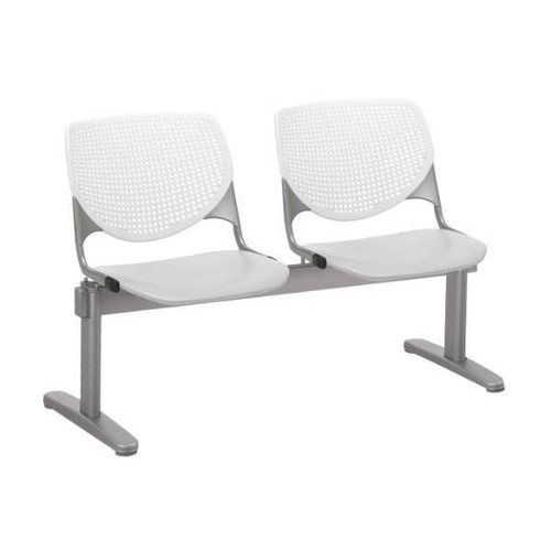 Kfi Seating Kool 2-Seat Reception Bench, White Backs, Light Gray Seats