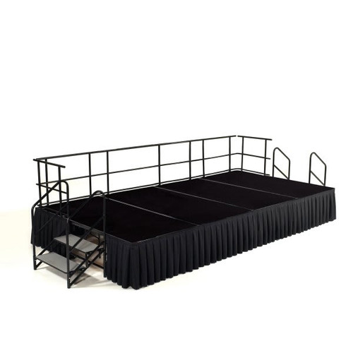 National Public Seating 8 X 12' Stage Package, 24"H, Black Carpet, Black Skirt