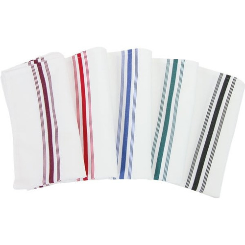 Bistro Napkin, Spun Polyester, 18x22, White-Royal Blue Case Of 120