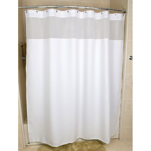 Kartri Urban Waffle Shower Curtain 72x78 White With 10" Window And Shiny Grommets, Case Of 6