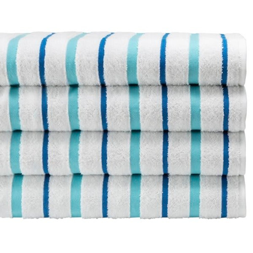Standard Textile Seaglass Horizontal Stripe Pool Towel Blue Tones, Case Of 24