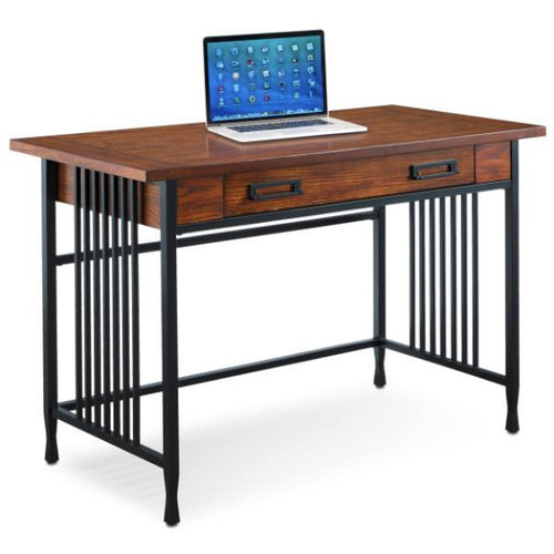 Leick Home Ironcraft Computer Desk,drop Front Keyboard Drawer,mission Oak/Black
