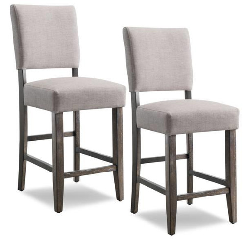 Leick Home Wood Upholstered Back Counter Height Stool,heather Gray,package Of 2