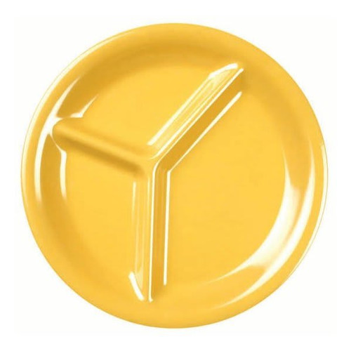 Thunder Group 10-1/4" 3 Compartment Plate Yellow Package Of 12