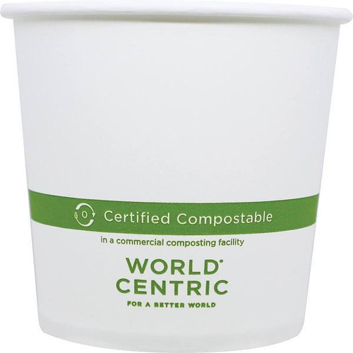 World Centric Paper Bowls, 24 Oz, 4.4" Diameter X 4.4"H, White, Case Of 500