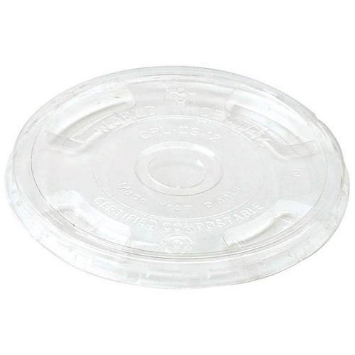 World Centric Ingeo Pla Clear Cold Cup Flat Lid,9 Oz To 24 Oz Cups, Case Of 1000
