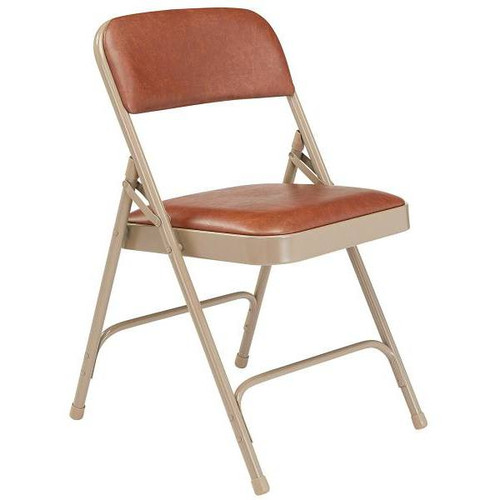 National Public Seating 1200 Series Vinyl 2 Hinge Folding Chair Brown Case Of 4