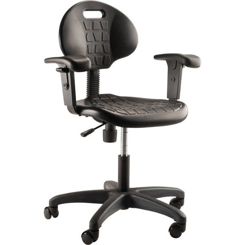 National Public Seating Polyurethane Task Chair With Arms 16"-21" Height Black