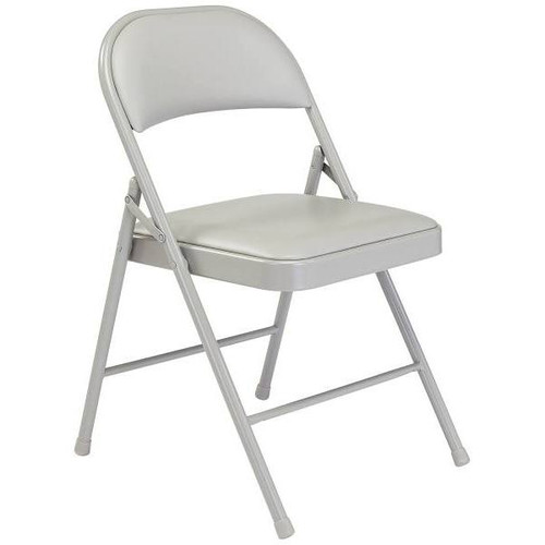 National Public Seating Vinyl Padded Steel Folding Chair Grey Case Of 4