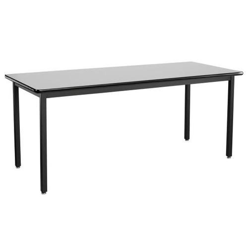 National Public Seating Steel Table Black Frame 30x72x30 Grey Nebula Hpl Top