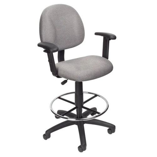 Boss Office Products Adjustable Arm Drafting Stool With Footring, Grey