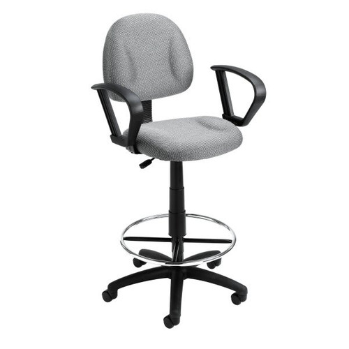 Boss Office Products Loop Arm Drafting Stool With Footring, Grey