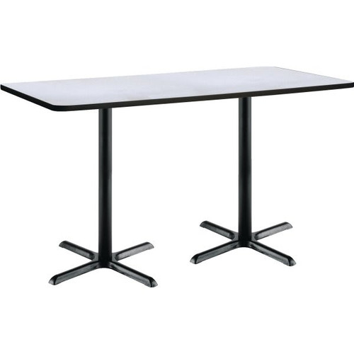 Kfi 30 X 72" Pedestal Table With Grey Nebula Top, Black X-Base Bistro Height