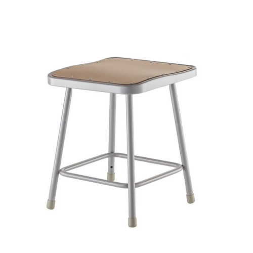National Public Seating 18" Heavy Duty Square Seat Steel Stool, Grey