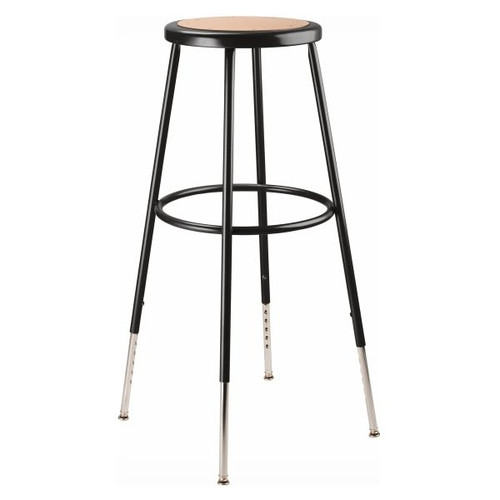 National Public Seating 32 -39" Height Adjustable Heavy Duty Steel Stool, Black