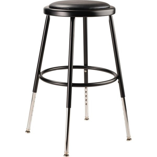 National Public Seating 19"-27" Height Adjustable Heavy Duty Vinyl Stool, Black