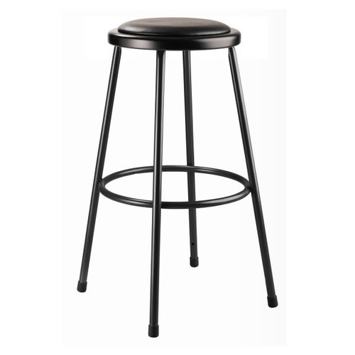 National Public Seating 30" Heavy Duty Vinyl Padded Steel Stool, Black