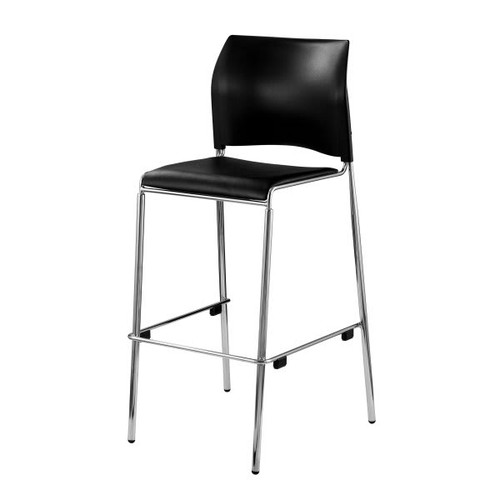 National Public Seating Cafetorium Bar Stool, Plush Vinyl Seat, Black