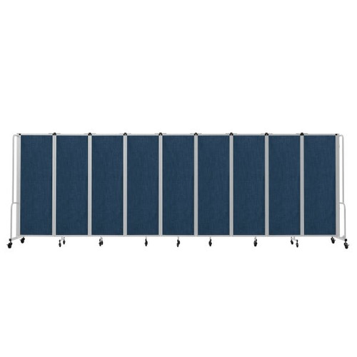 National Public Seating Room Divider, 6' Height, 9 Sections, Blue Panels