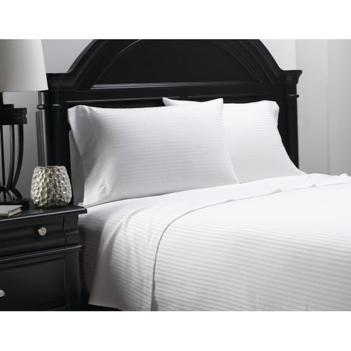 Martex Millennium T250 Stripe Top Sheet Queen 101x120 White Case Of 12
