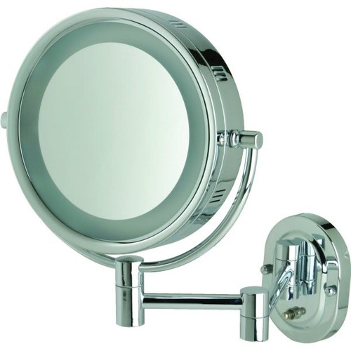 Jerdon 8" Wall Mount Mirror With Halo Light, Plug In, Chrome