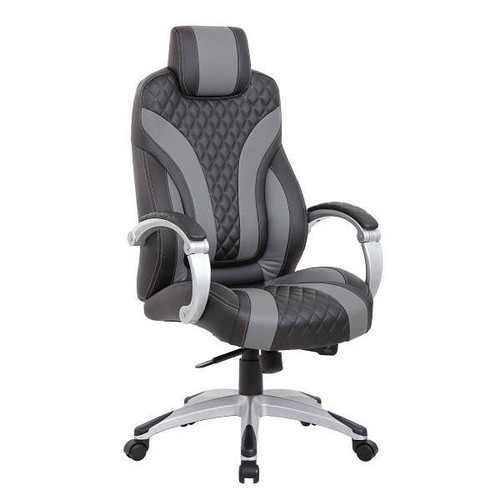 Boss Office Products High Back Executive Desk Chair, Gray/Black