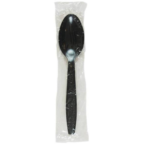 Spoon Black Heavy Weight Polystyrene Wrapped (1000-Case)