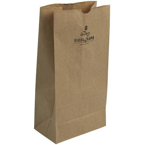 Duro 8# 6-1/8" X 4-1/8" X 12-7/16" Kraft Standard Grocery Bags, Package Of 500