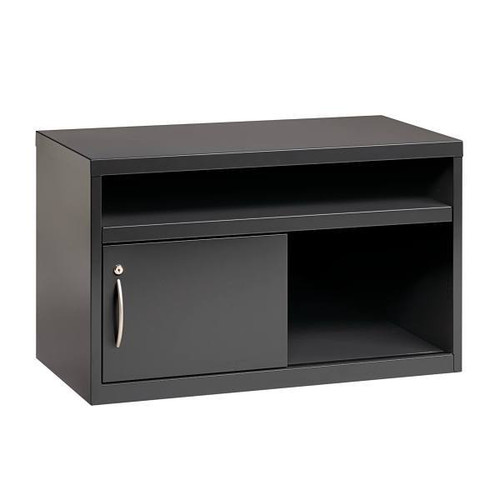 Hirsh 36" Wide Low Credenza Lateral Cabinet W/ Open Shelves, Black