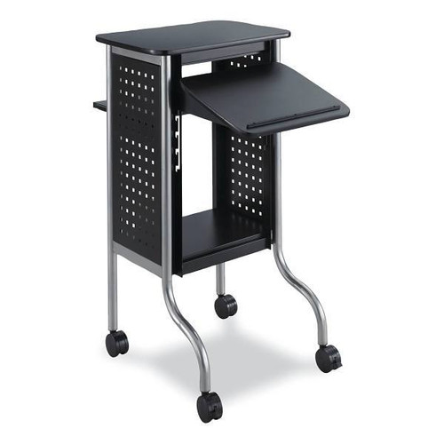 Safco Scoot Presentation Cart, 4 Shelves, 21.5" X 30.25" X 40.5", Black