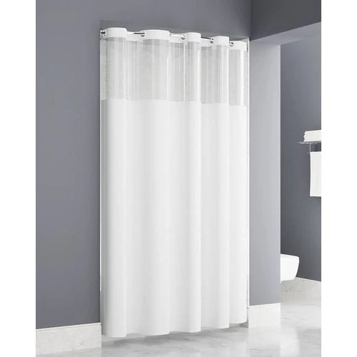 Zenna Home Easy Hang  Peva 8 White Shower Curtain 71x74 Clear Window Hook White - Case Of 12