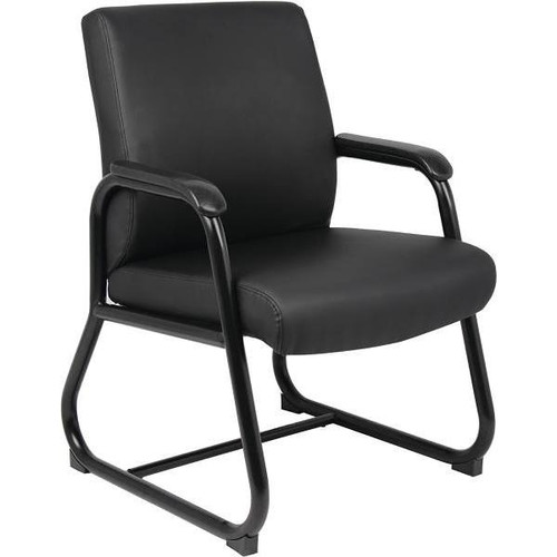 Boss Office Products Guest Chair With Heavy Duty Steel Frame (Black) (Vinyl)